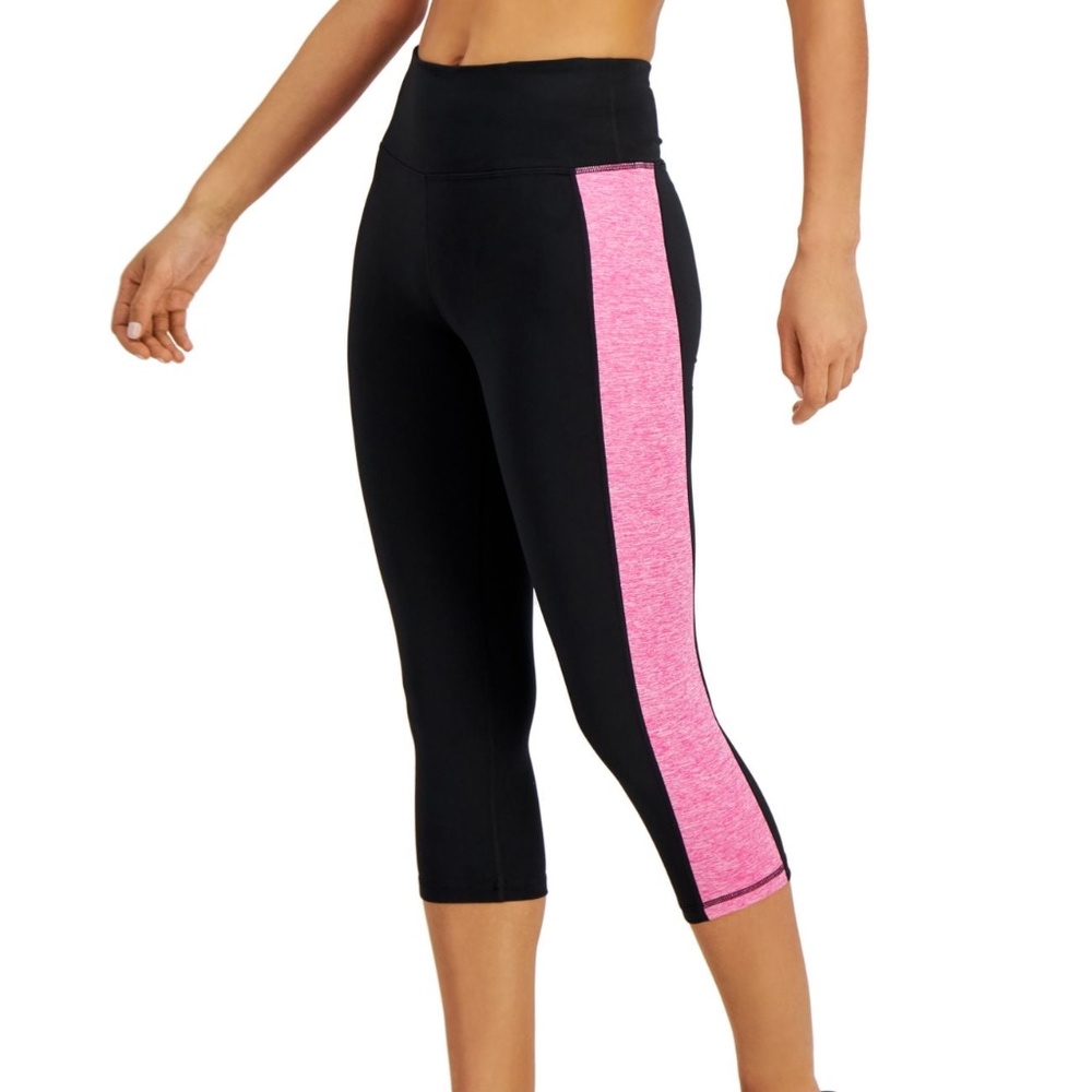 Ideology Women's Colorblocked Cropped Leggings Black Peony L